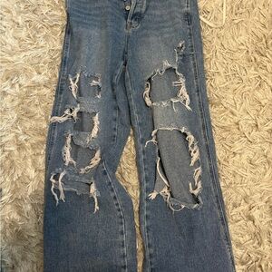 PacSun Distressed Flare Jeans in Blue